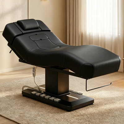Table de massage électrique pour la grossesse et la maternité, lit de soin du visage multifonction avec éclairage d'ambiance, lit de thérapie spa avec appui-tête et accoudoirs, noir