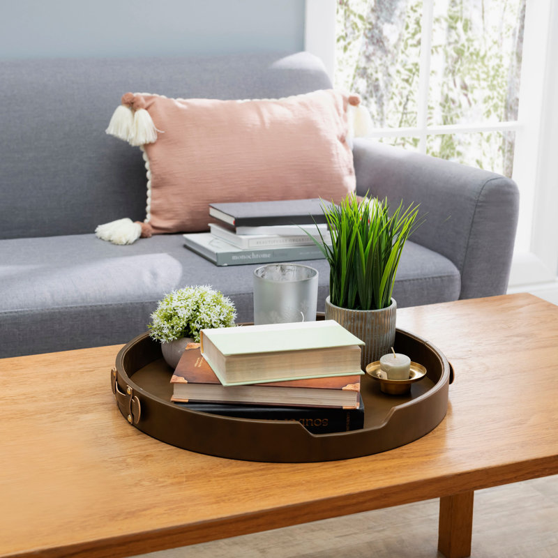Ayanti Leather / Faux Leather Tray, Dark Brown