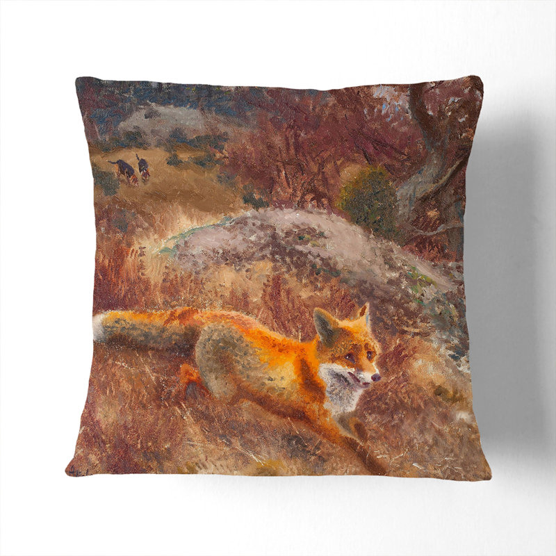 Fox and Hunting Dogs Vol.3 Scatter Cushion, White, 40cm H x 40cm W x 15cm D