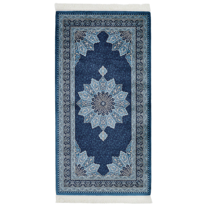Tapis turc bleu marine et ivoire 3x5