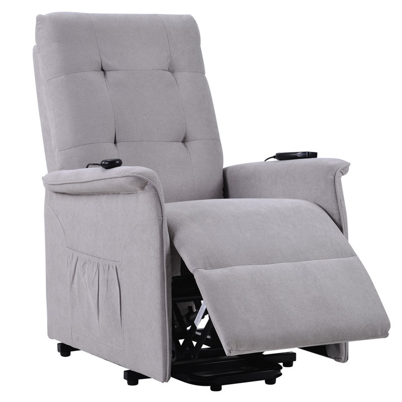 Blome Upholstered Lift Assist Power Recliner, Gray
