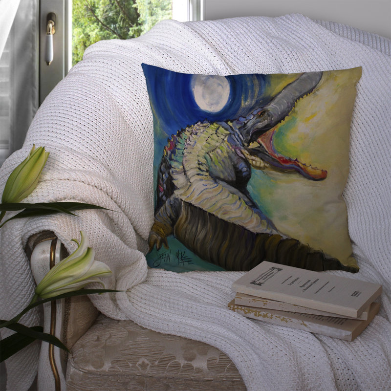 Coussin décoratif intérieur/extérieur carré alligator, H 14 po x l 14 po x P 4 po