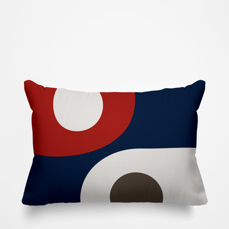 Pitto Outdoor Reversible Throw Pillow, Red/Beige/Navy Blue