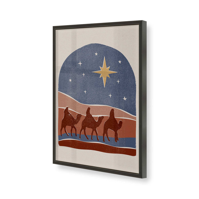 Étoile de Bethléem, crèche de Noël II, reproduction, H 25 po x l 19 po x P 1,25 po, Cadre photo noir satiné