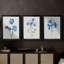 «Blue Blossom Botanical I», toile tendue sur mesure avec châssis - 3 pièces-547312389-547312387