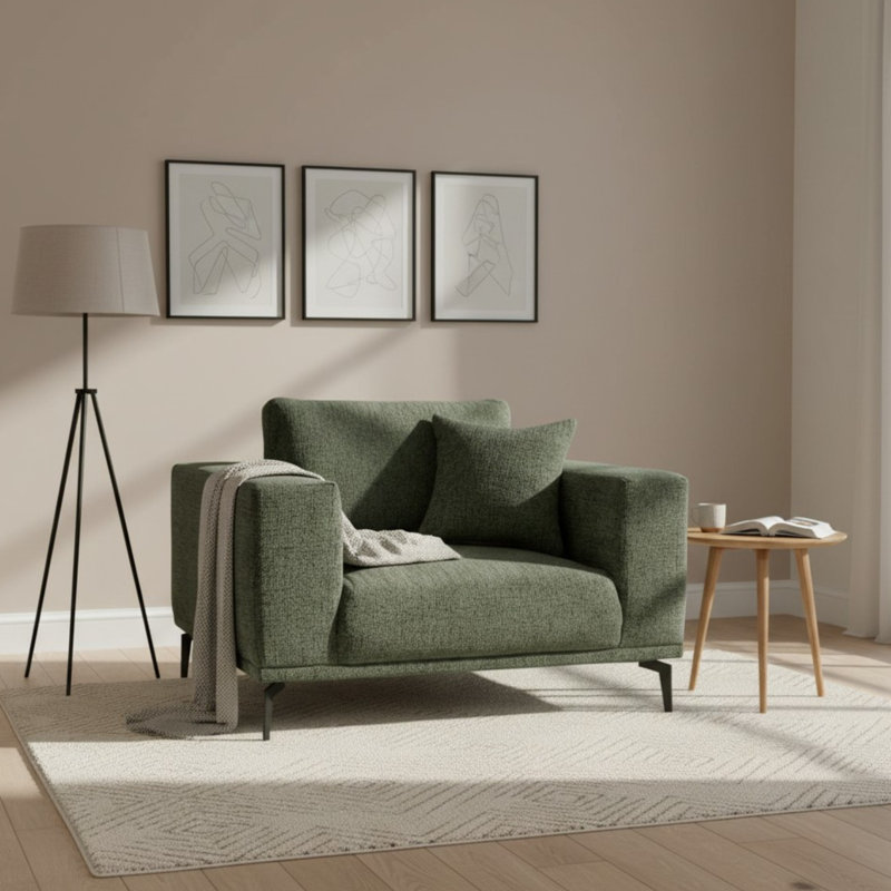 Upholstered Chenille Accent Chair, Green