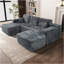Canapé modulaire de 105,7 po avec méridienne en forme de U, canapé modulaire moderne avec assise profonde, canapé rembourré pour la chambre à coucher du salon, aucun assemblage requis, (tissu moelleux), gris-399811285-399811287