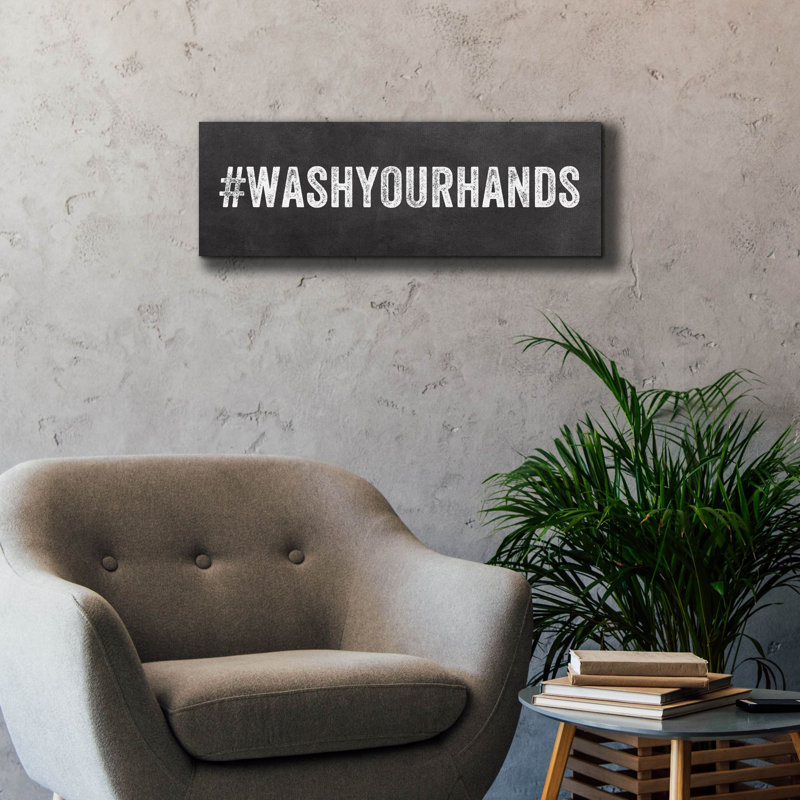 «Wash Your Hands» par Linda Woods, art mural sur toile, H 12 po x l 36 po