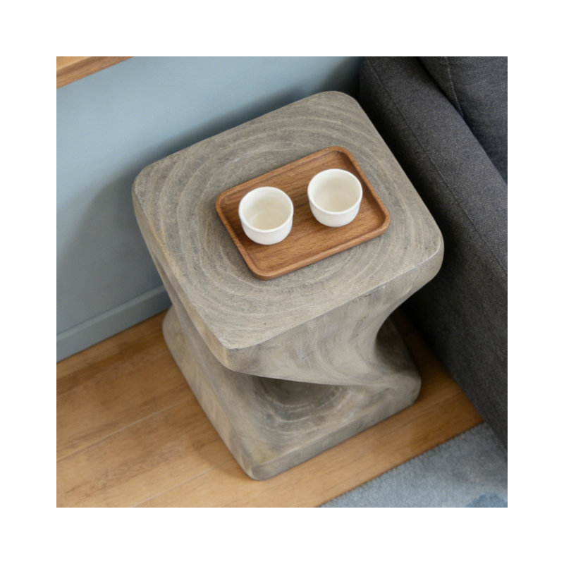 Table d'appoint à texture de bois, Gris