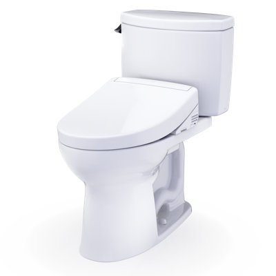 TOTO® WASHLET+®  Drake® II Two-Piece Elongated 1.28 GPF Toilet and WASHLET+® S5 Bidet Seat, Cotton White - MW4543446CEFG#01