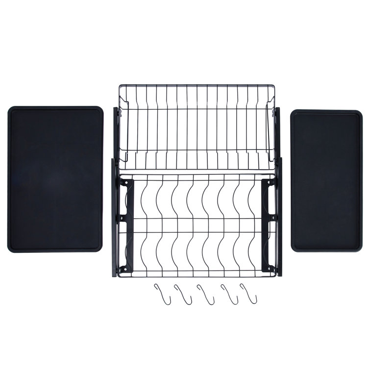 Detine Metal Foldable 2 Tier Dish Rack Prep & Savour