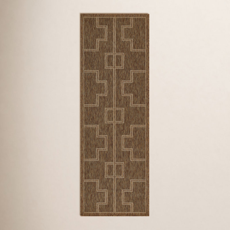 Tapis intérieur / extérieur brun / beige Ava, Tapis de couloir 2 pi 7 po x 7 pi 6 po