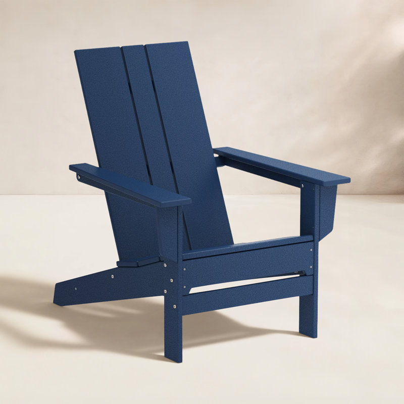 Lanai 28.7" W High-Density Polyethylene Adirondack Chair, Navy