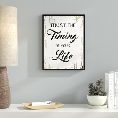 «Trust The Timing of Your Life Motivation», reproduction d'art textuel sur toile encadrée