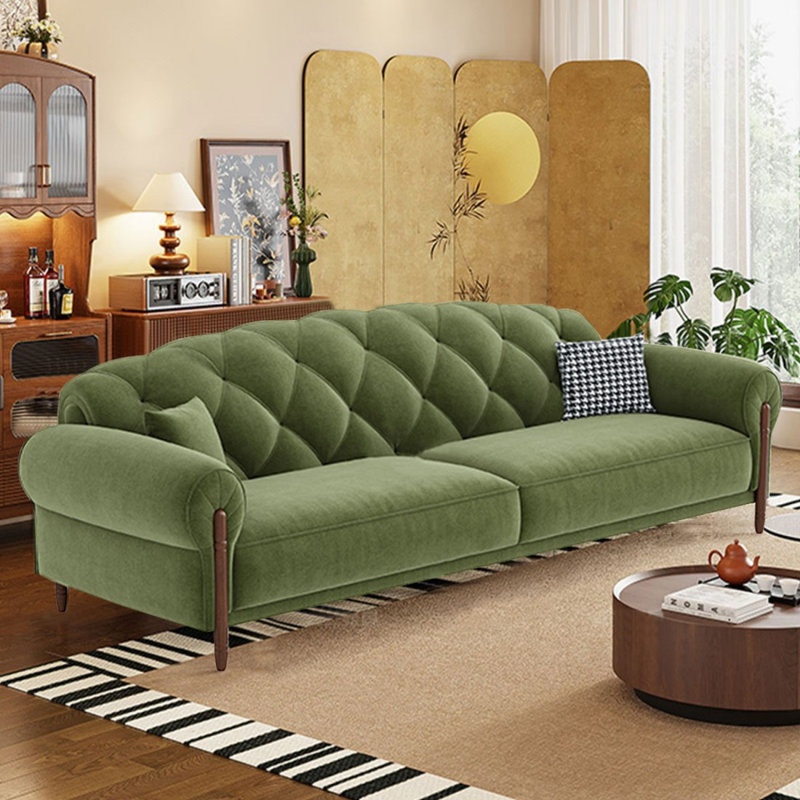 Causeuse-coussin en polyester vert standard, H 34,25 po x l 82,68 po x P 37,4 po