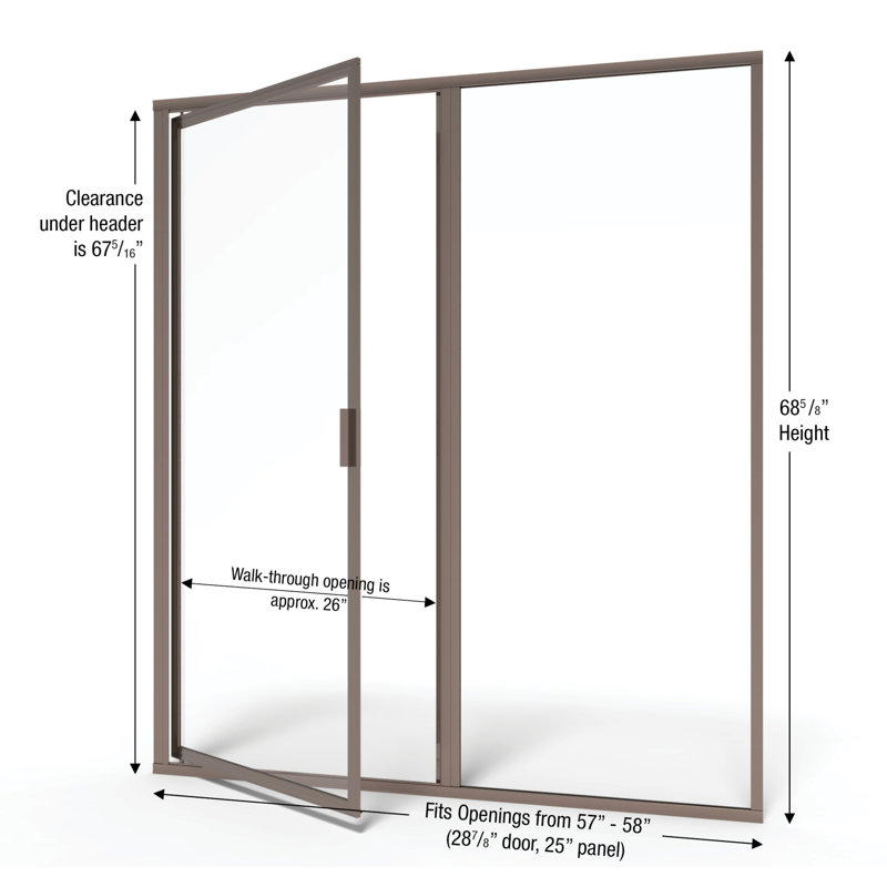 Porte de douche avec cadre Deluxe l 57 "x H 68,63", Bronze huilé, AquaGlideXP transparent