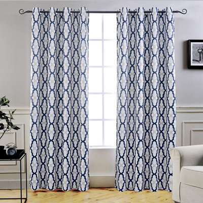 Elfrida Geometric Room Darkening Thermal Grommet Curtain Panels