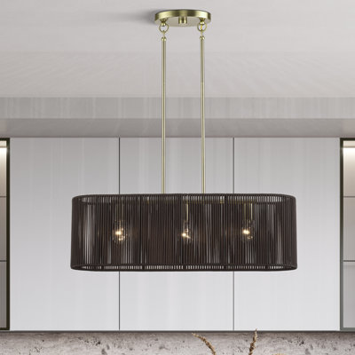 Lustre linéaire moyen en laiton antique à 3 lumières Acordia