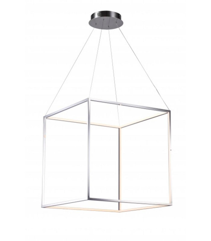 Lustre carré / rectangulaire à 12 lumières DEL, H 17 po x l 17 po x P 17 po, Nickel