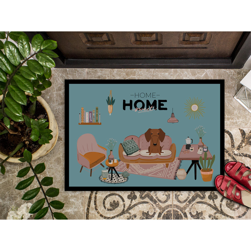 Guerline Non-Slip Outdoor Doormat, Red Brown Dachshund