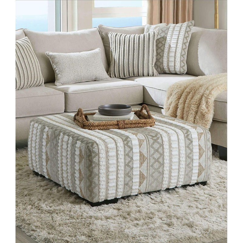 Repose-pieds en bois massif de style contemporain avec pieds fuselés noirs beige / ivoire