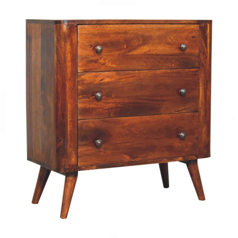Solid Wood Bera Chest, 3 Drawers, Brown