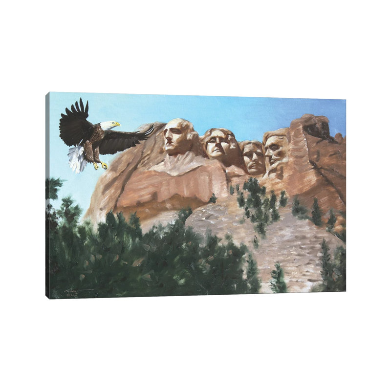 Bald Eagle At Mount Rushmore by D. "Rusty" Rust - Gallery-Wrapped Canvas Giclée on Canvas, Canvas