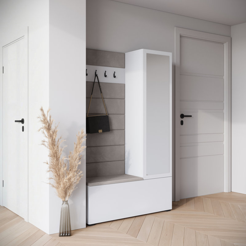 Hall Tree 115cm Wide with Shoe Storage, White