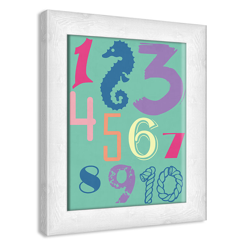 Décoration murale 123 pour enfants, H 12 po x l 10 po x P 0,63 po, Cadre à grain de bois blanc