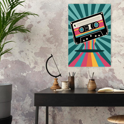 Retro Cassette Groove Abstract Colorful Retro Wall Art