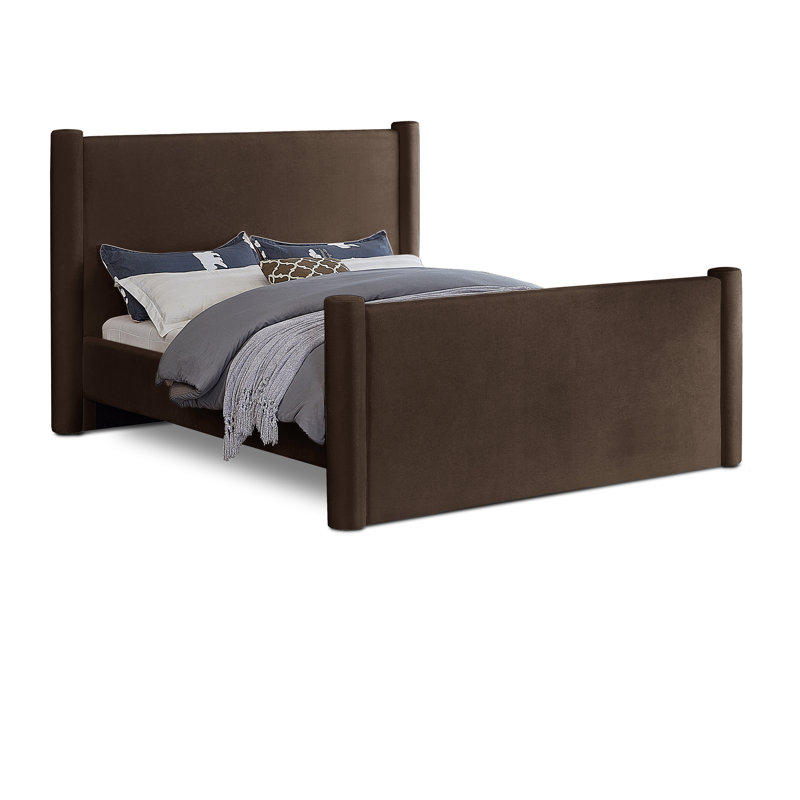 Elias Upholstered Platform Bed, Full/Double, Brown Velvet