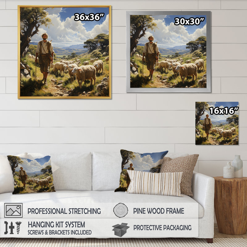 «The Shepherds Song - Animals», reproduction sur toile, H 16 po x l 16 po, Toile tendue