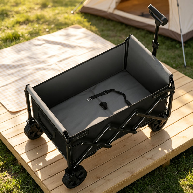 Convertible Folding Camping Wagon Cart, Black/Gray
