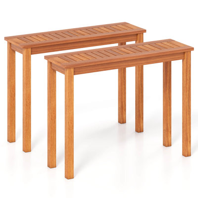Table de salle à manger d'extérieur 2 pièces avec rangement à lattes