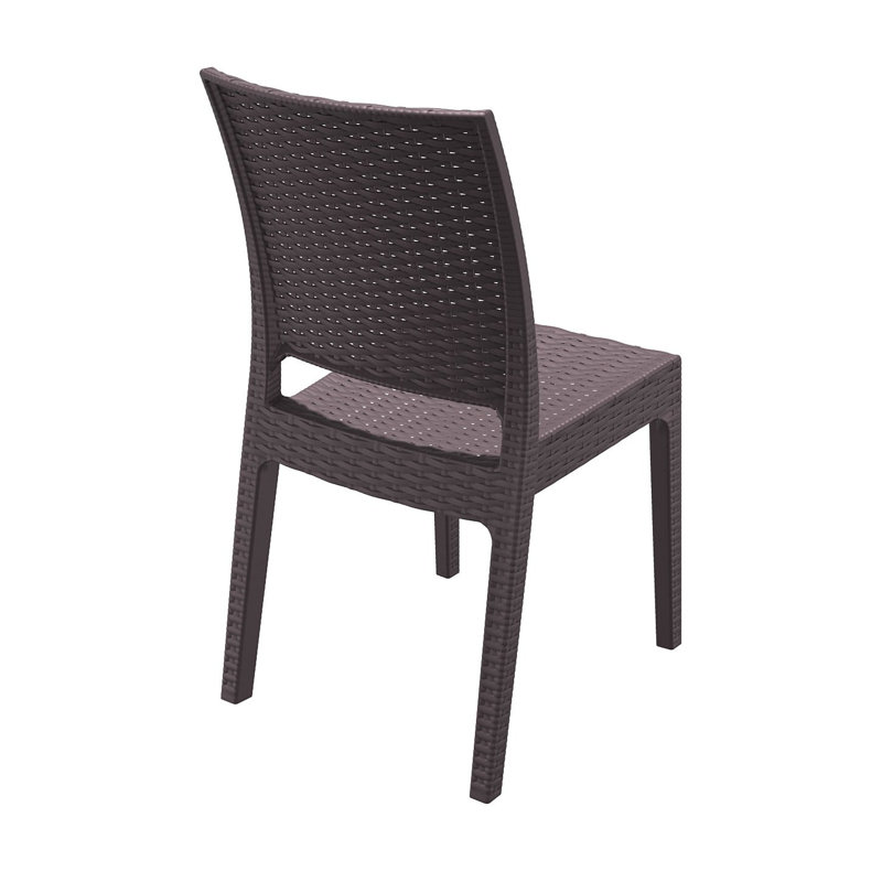 Tomosuke Stacking Patio Dining Side Chair, Brown