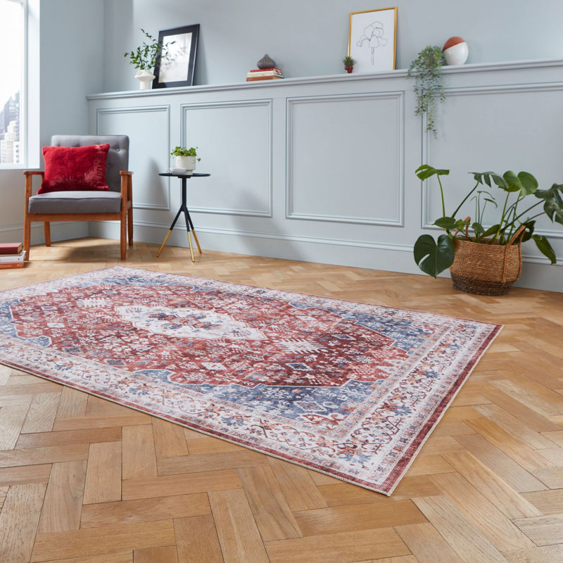 Tabriz area rug Digitally Printed Red, Square 120 x 120cm