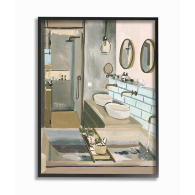 " Running Bath Abstract Bathroom " Graphic Art Print