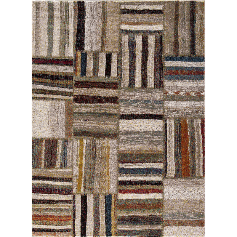 Tapis beige Patchwork, Rectangle 2 pi 7 po x 5 pi