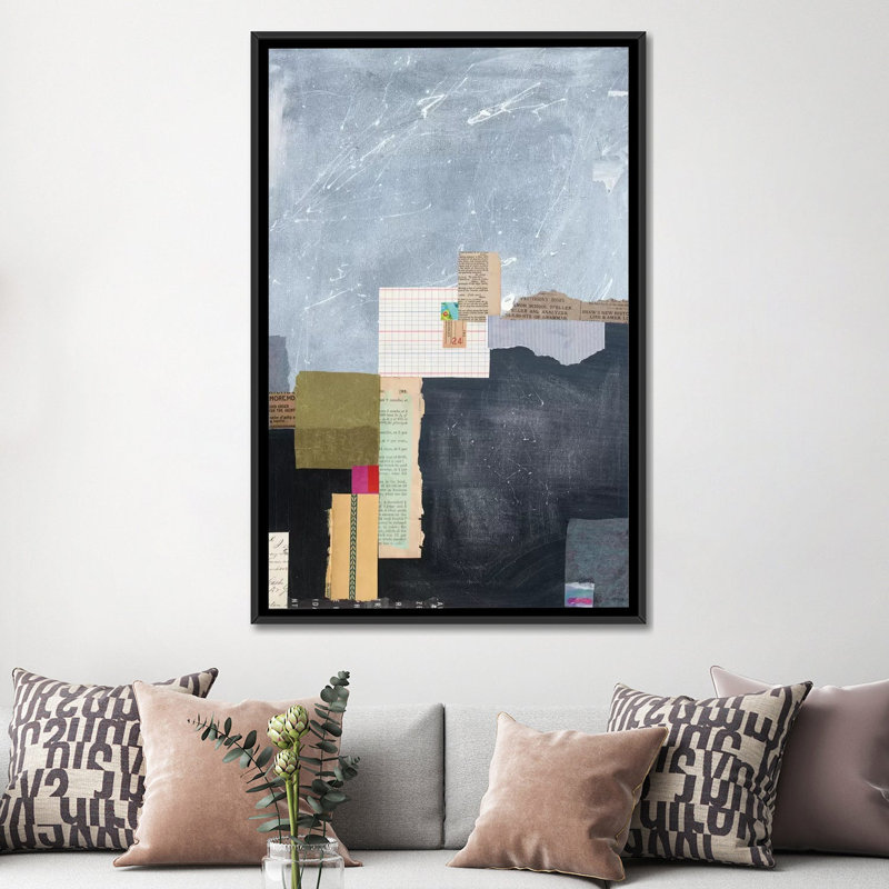 «Block Abstract I», impression sur toile, H 26 po x l 18 po x P 1,5 po, Toile avec cadre noir, Pas de tapis