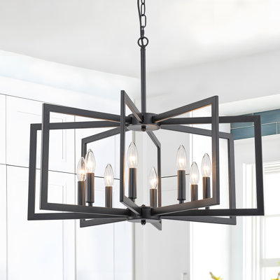 Lustre géométrique de style campagnard à 8 lumières 27 pouces Qun
