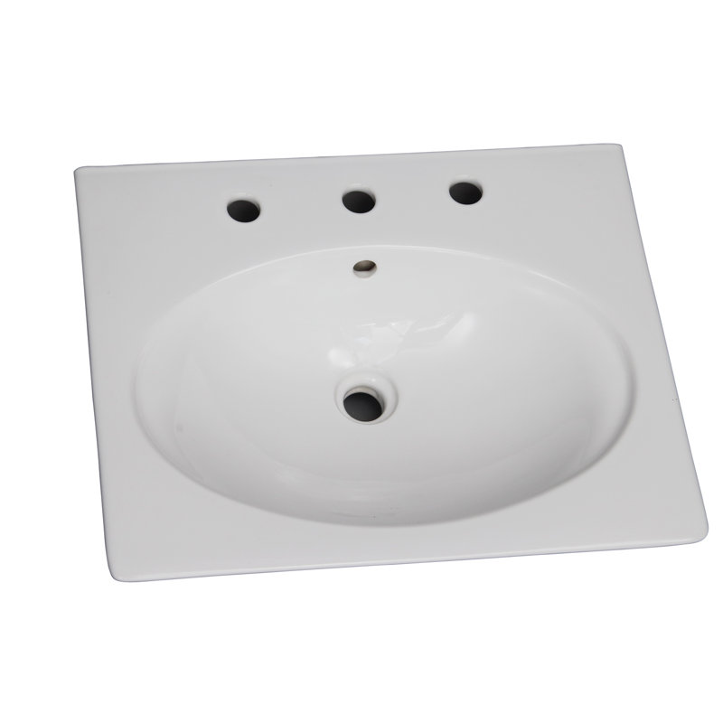 Lavabo de salle de bain piédestal en porcelaine vitreuse avec trop-plein Opulence, Centre 8 po