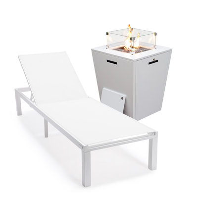 Outdoor Rust-Resistant Metal Chaise Lounge Set with Table