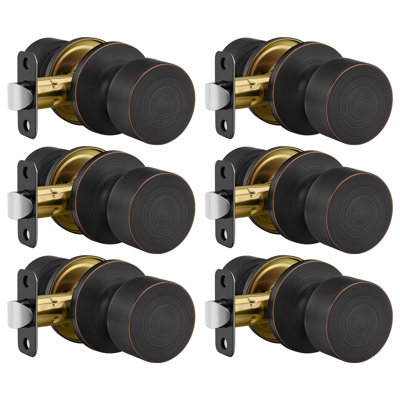 Oil Rubbed Bronze Door Knobs Interior, Closet Door Knobs Door Knobs Interior Bulk Passage Door Knob Hallway (6 Pack)