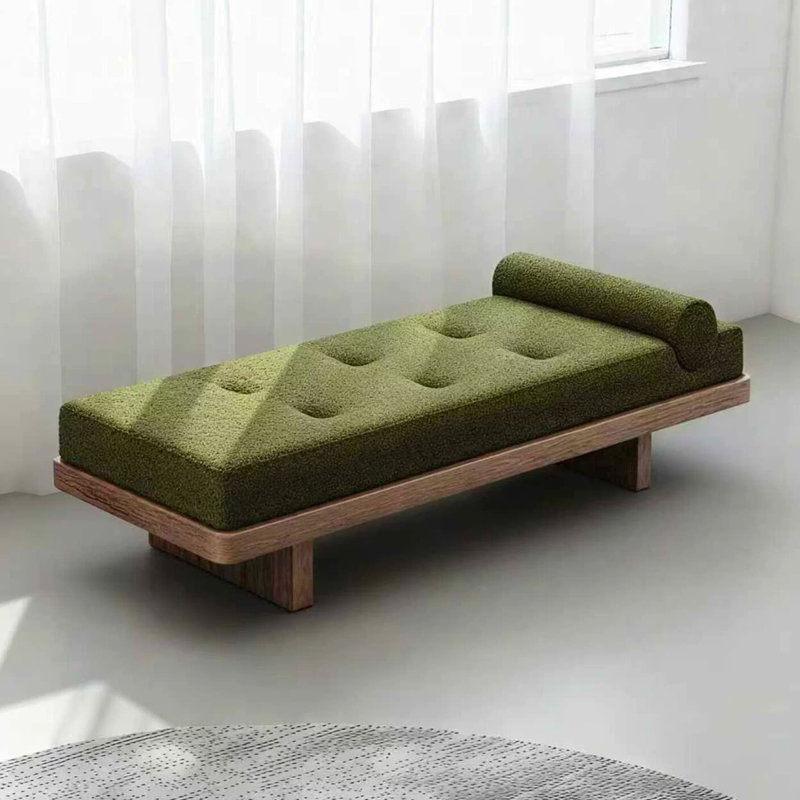 Banc rembourré vert, 17.72" H x 55.12" W x 23.62" D