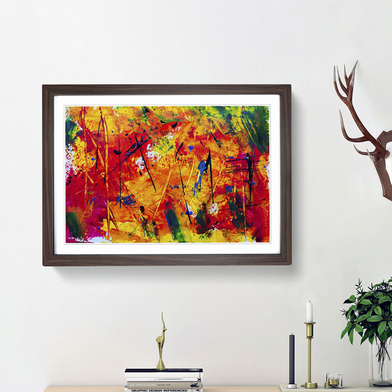 Abstract Art Painting Vol.466 by S.Johnson - Picture Frame Painting Print, Walnut Framed, 27cm H x 36cm W x 2cm D