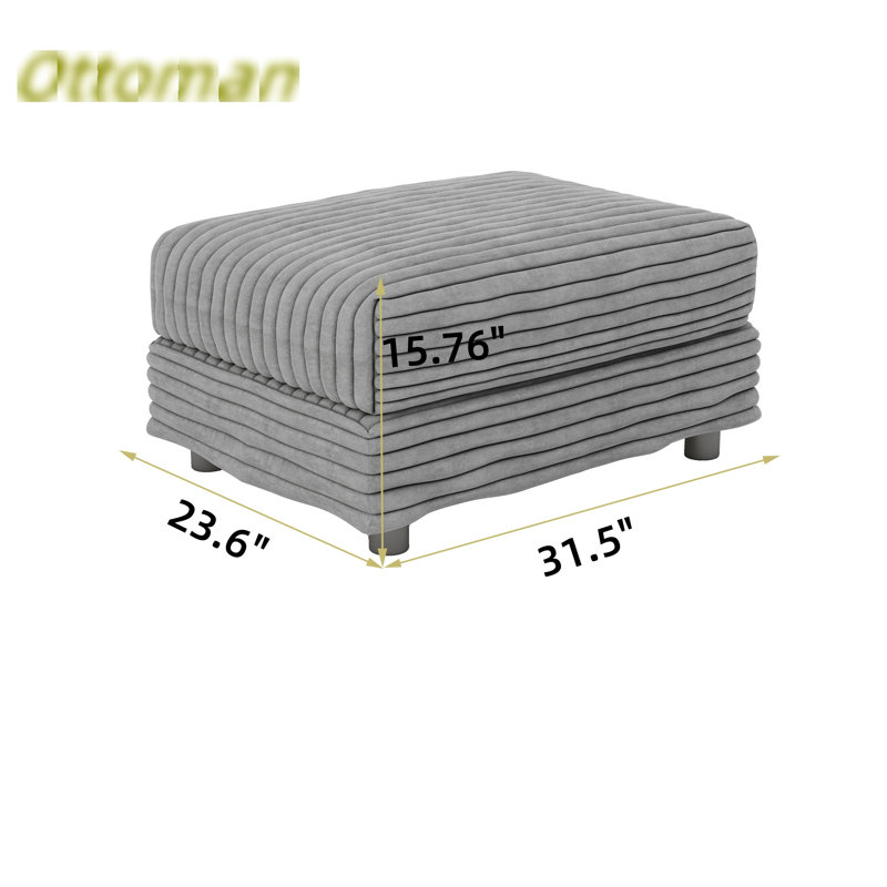 Corduroy , Grey, Office Use, Combine With 2, 3, 4 Seater Sofas, Small Coffee Table Footstool, Living Spaces,, Gray