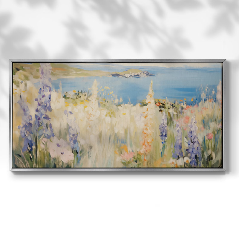 Botanical Series-CCXLVII- Toile tendue avec châssis tendue, prête à être accrochée, H 17 po x l 33 po, Argent argent