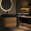 Meuble-lavabo mural 24 po, tiroirs noirs doux, lavabo à quartz en chêne, 2 tiroirs