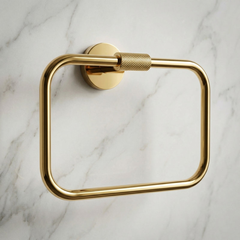Forward Square Towel Ring, Polished Gold