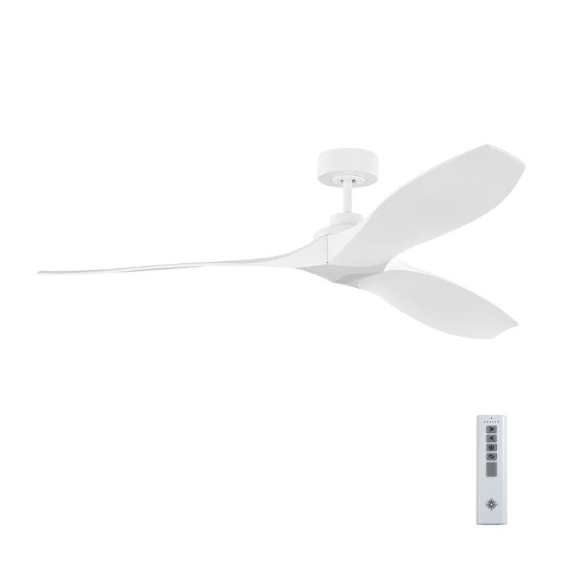 Collins coastal 52-inch indoor/outdoor Energy Star smart ceiling fan in matte white finish with matte white blades, handheld remote control included, and compatible with Alexa, Google Home, and Bond Home Action from Visual Comfort Fan